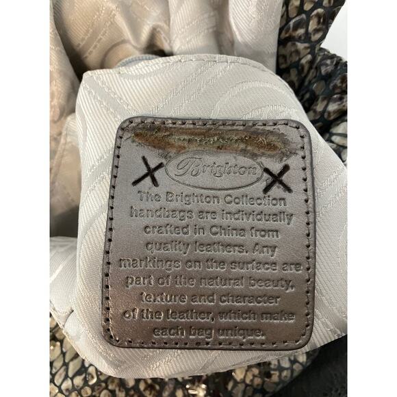 BRIGHTON, LARGE METALIC ANIMAL PRINT SHOULDER BAG WITH CHARM - Picture 14 of 16